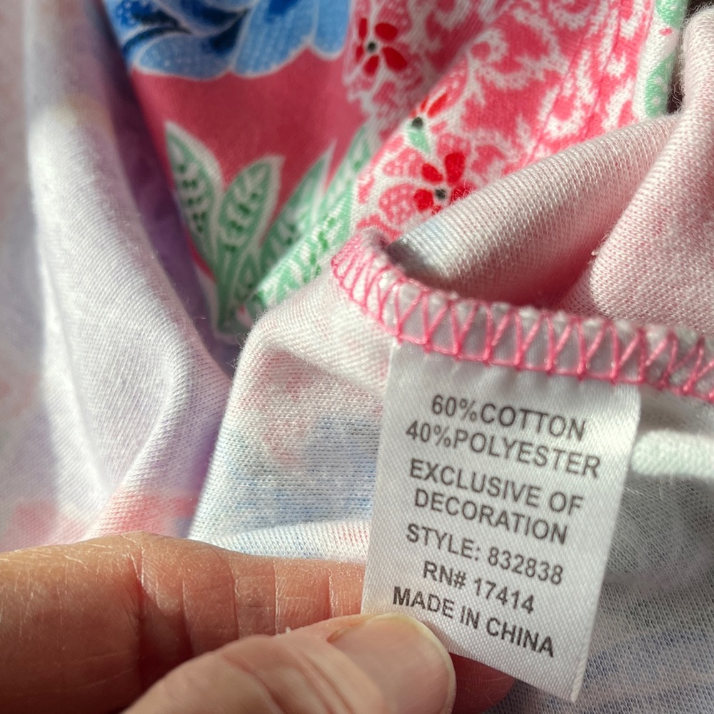 NWT Miss Elaine Cotton Robe Front Zip Swim Cover Women XL Floral Print Pink Blue - Picture 13 of 15